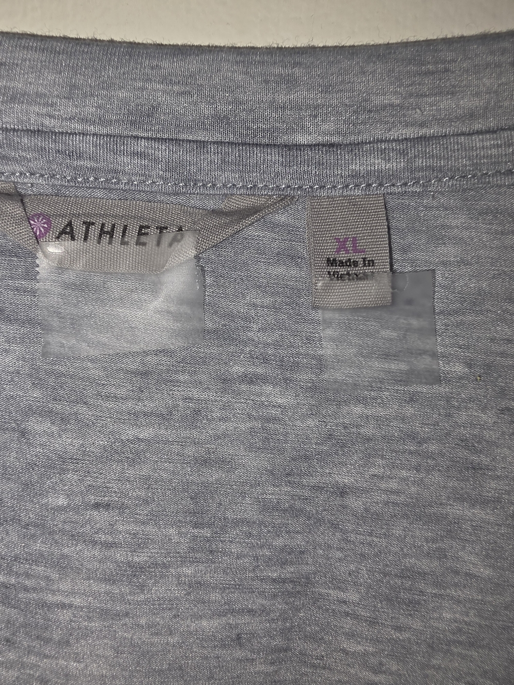 Athleta Heathered Light Blue Relaxed V-Neck Top - Picture 3 of 3